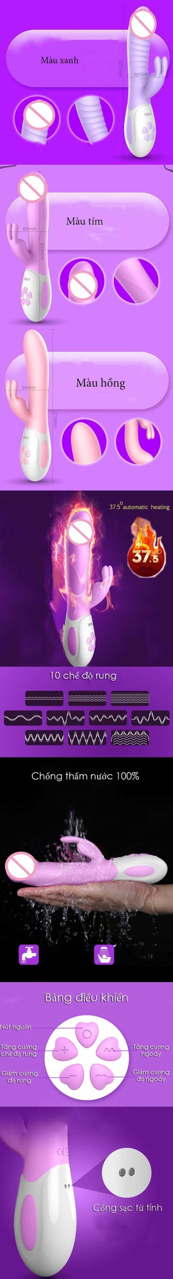Dương vật giả rung thụt ngoáy 360 độ có sưởi ấm Leten Swing