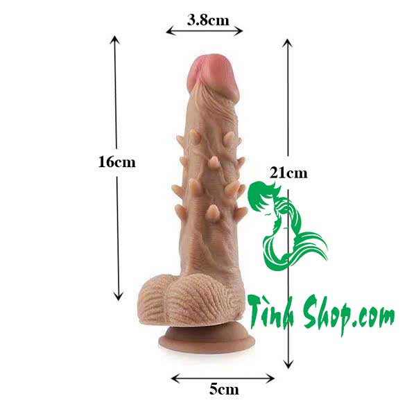 Dương Vật Giả Gân Gai Hít Tường Da Nâu