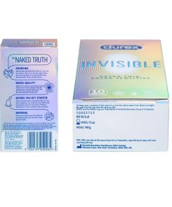 Bao cao su siêu mỏng tăng khoái cảm Durex Invisible